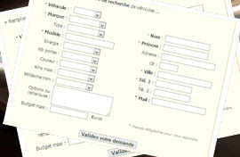 Formulaire de RECHERCHE de véhicules neufs & occasions